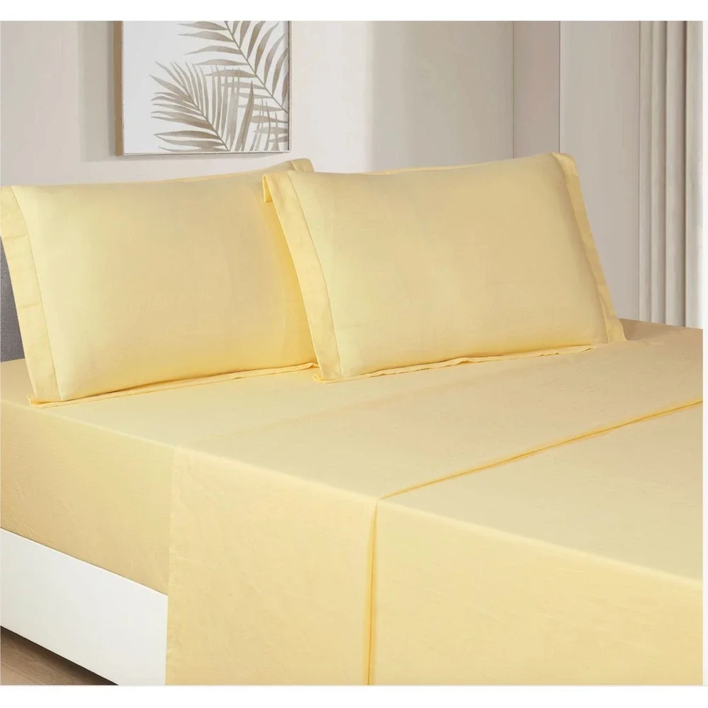 Twinkle Spot Yellow 100% Double Layer Cotton King Sheet Set with Pillowcase Soft